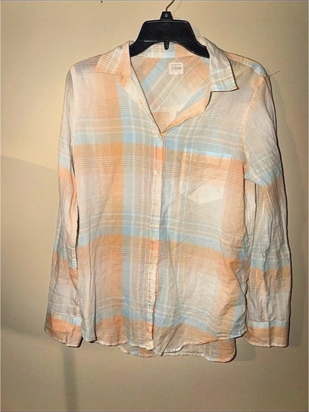 J.Crew Plaid Button Down in Blue & Orange Size Small